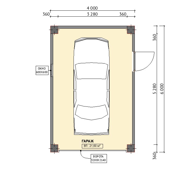Планировка гаража «Комби 4×6»
